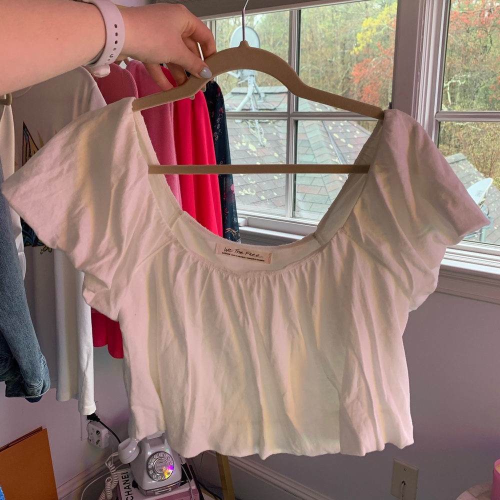 Free People White blouse crop top